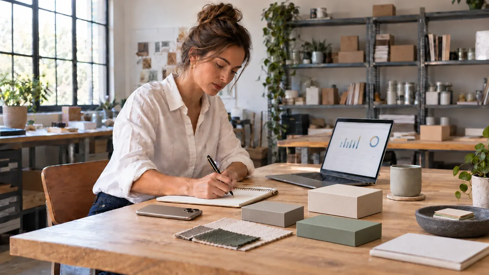 Emprendedora de una pyme trabajando con herramientas digitales en su negocio